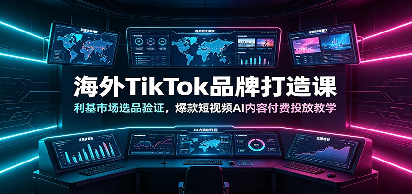 海外TikTok品牌打造课：利基市场选品验证，爆款短视频AI内容付费投放教学-知享资源网
