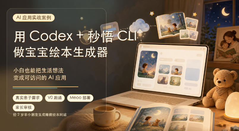 AI应用实战案例,用Codex+秒悟CLl做宝宝绘本生成器,小白也能把生活想法变成可访问的AI应用-知享资源网