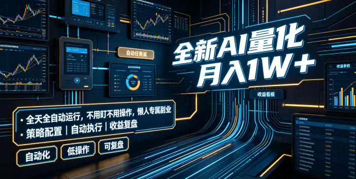 全新AI量化月入1W+，全天全自动运行，不用盯不用操作，懒人专属副业！【揭秘】-知享资源网
