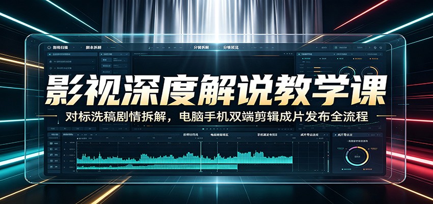 影视深度解说教学课：对标洗稿剧情拆解，电脑手机双端剪辑成片发布全流程-知享资源网