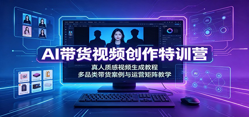 AI带货视频创作特训营：真人质感视频生成教程，多品类带货案例与运营矩阵教学-知享资源网