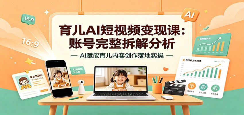 育儿AI短视频变现课：账号完整拆解分析，AI赋能育儿内容创作落地实操-知享资源网