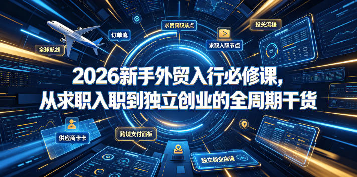 2026新手外贸入行必修课，从求职入职到独立创业的全周期干货-知享资源网