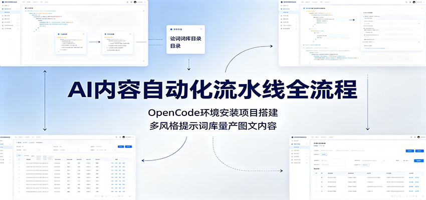 AI内容自动化流水线全流程：OpenCode环境安装项目搭建，多风格提示词库量产图文内容-知享资源网