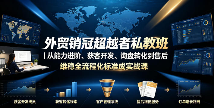 外贸销冠超越者私教班｜从能力进阶、获客开发、询盘转化到售后维稳全流程标准化成交实战课-知享资源网