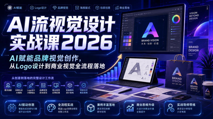 AI流视觉设计实战课2026：AI赋能品牌视觉创作，从Logo设计到商业视觉全流程落地-知享资源网