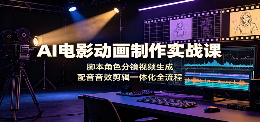 AI电影动画制作实战课：脚本角色分镜视频生成，配音音效剪辑一体化全流程-知享资源网