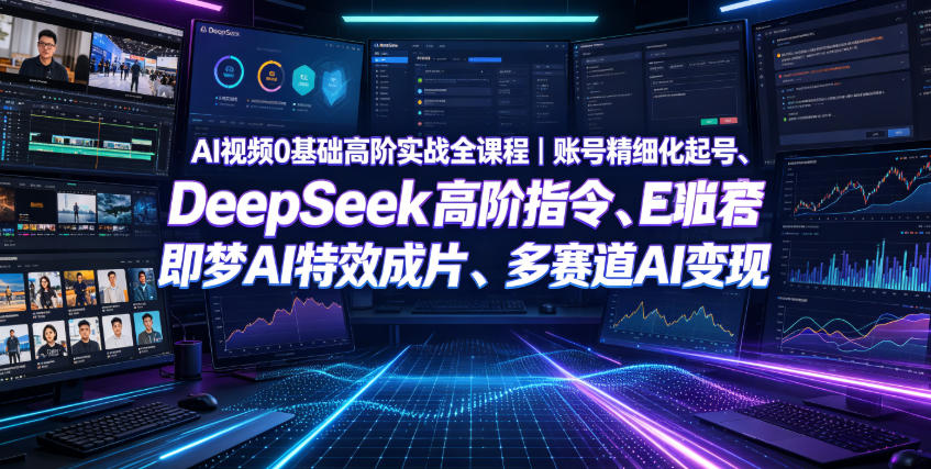 AI视频0基础高阶实战全课程｜账号精细化起号、DeepSeek高阶指令、即梦AI特效成片、多赛道AI短视频量产变现-知享资源网