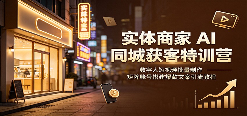 实体商家AI同城获客特训营：数字人短视频批量制作，矩阵账号搭建爆款文案引流教程-知享资源网