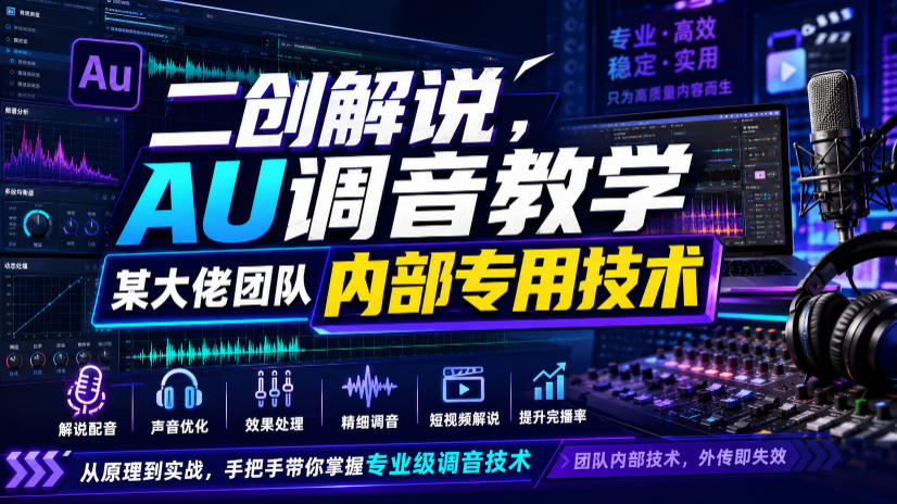 二创解说AU调音教学，某大佬团队内部专用技术-知享资源网