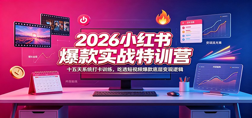 2026小红书爆款实战特训营：十五天系统打卡训练，吃透短视频爆款底层变现逻辑-知享资源网