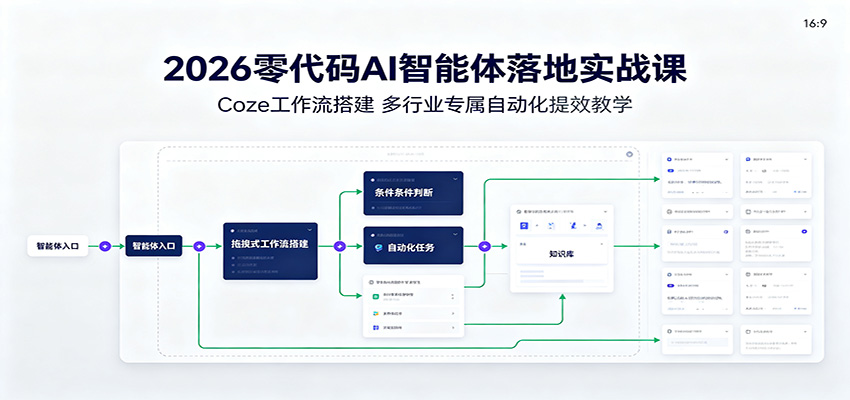 2026零代码AI智能体落地实战课:Coze工作流搭建,多行业专属自动化提效教学-知享资源网