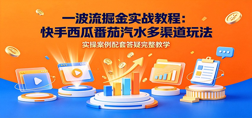 一波流掘金实战教程：快手西瓜番茄汽水多渠道玩法，实操案例配套答疑完整教学-知享资源网