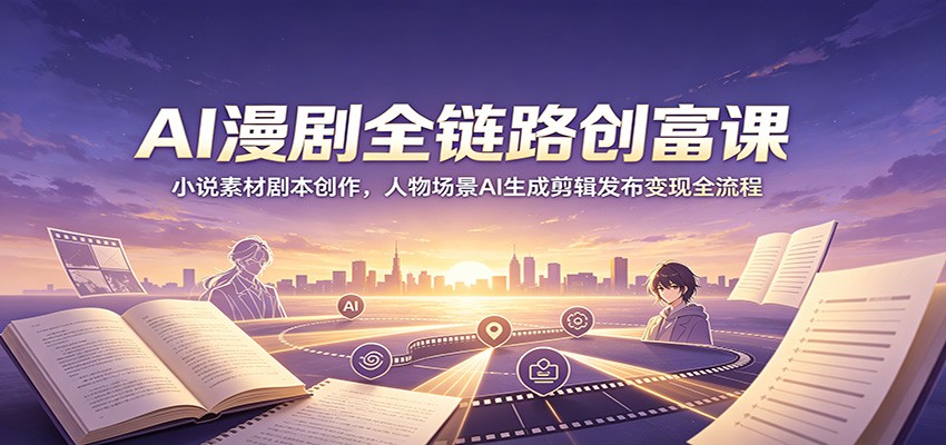 AI漫剧全链路创富课：小说素材剧本创作，人物场景AI生成剪辑发布变现全流程-知享资源网