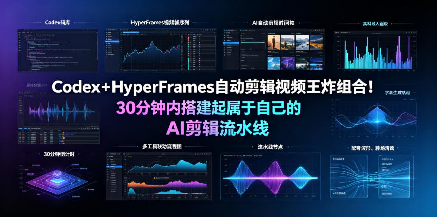 Codex＋HyperFrames自动剪辑视频王炸组合！30分钟内搭建起属于自己的AI剪辑流水线（完整版实操教程手册）-知享资源网