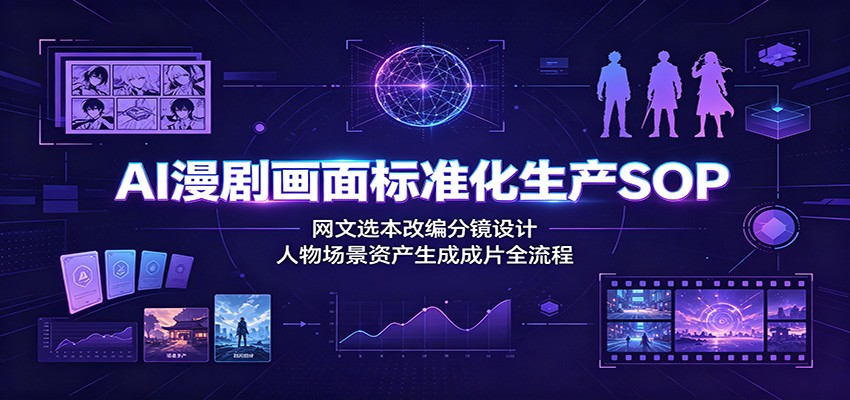 AI漫剧画面标准化生产SOP：网文选本改编分镜设计，人物场景资产生成成片全流程-知享资源网