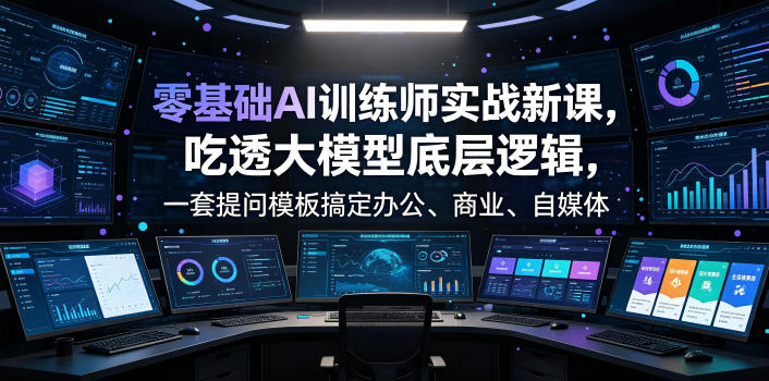 零基础AI训练师实战课，吃透大模型底层逻辑，一套提问模板搞定办公、商业、自媒体、设计、生活全场景AI落地应用-知享资源网