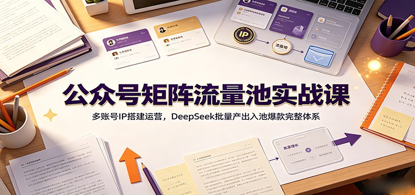 公众号矩阵流量池实战课：多账号IP搭建运营，DeepSeek批量产出入池爆款完整体系-知享资源网