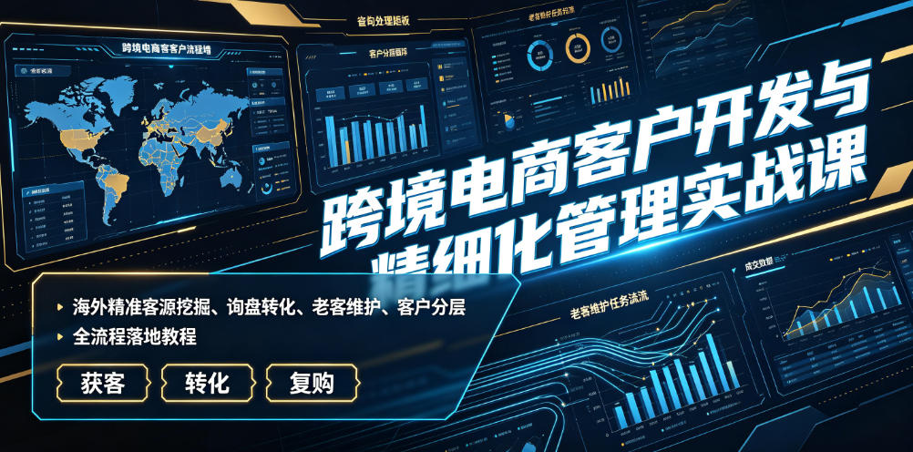 跨境电商客户开发与精细化管理实战课｜海外精准客源挖掘、询盘转化、老客维护、客户分层全流程落地教程-知享资源网