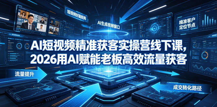 AI短视频精准获客实操营6月10-14号线下课，2026用AI赋能老板高效流量获客-知享资源网