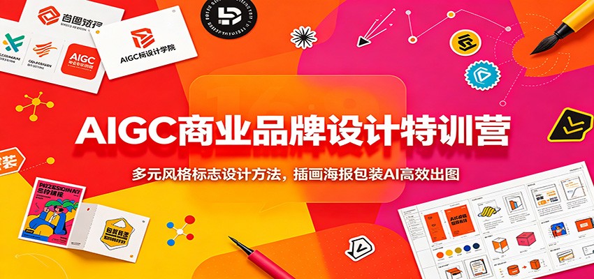 AIGC商业品牌设计特训营：多元风格标志设计方法，插画海报包装AI高效出图-知享资源网