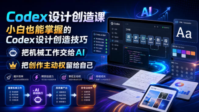 Codex设计创造课，小白也能掌握的Codex设计创造技巧，把机械工作交给AI，把创作主动权留给自己-知享资源网