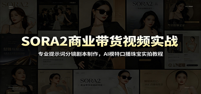 SORA2商业带货视频实战：专业提示词分镜剧本制作，AI模特口播珠宝实拍教程-知享资源网