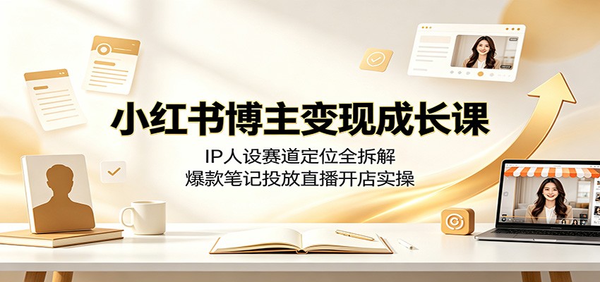 小红书博主变现成长课：IP人设赛道定位全拆解，爆款笔记投放直播开店实操-知享资源网