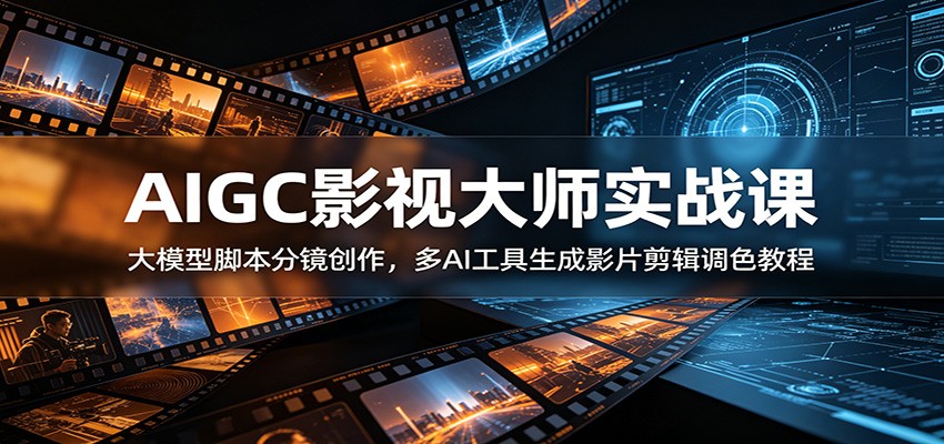 AIGC影视大师实战课：大模型脚本分镜创作，多AI工具生成影片剪辑调色教程-知享资源网