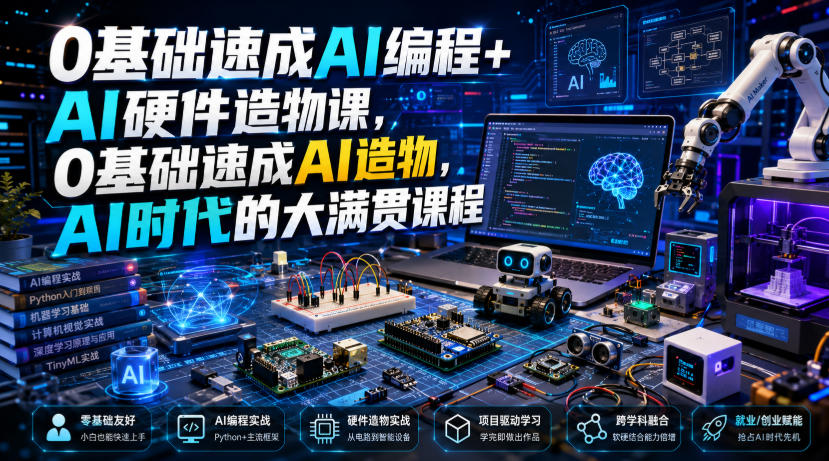 0基础速成AI编程+AI硬件造物课，0基础速成AI造物，AI时代的大满贯课程-知享资源网