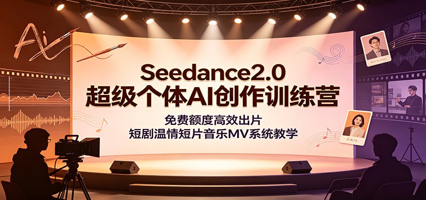 Seedance2.0超级个体AI创作训练营：免费额度高效出片，短剧温情短片音乐MV系统教学-知享资源网