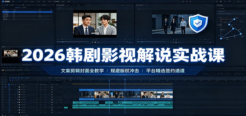 2026韩剧影视解说实战课：文案剪辑封面全教学，规避版权冲击平台精选签约通道-知享资源网