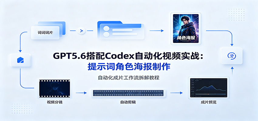 GPT5.6搭配Codex自动化视频实战：提示词角色海报制作，自动化成片工作流拆解教程-知享资源网