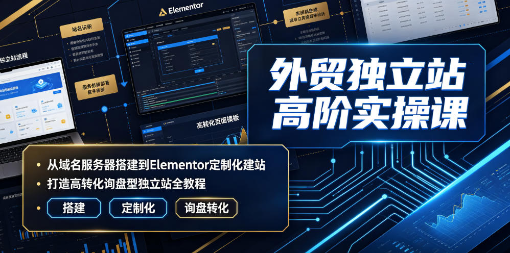 外贸独立站高阶实操课｜从域名服务器搭建到Elementor定制化建站，打造高转化询盘型独立站全教程-知享资源网