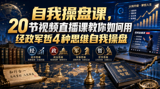 自我操盘课，20节视频直播课教你如何用经政军哲4种思维自我操盘-知享资源网