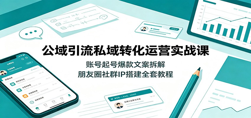 公域引流私域转化运营实战课：账号起号爆款文案拆解，朋友圈社群IP搭建全套教程-知享资源网