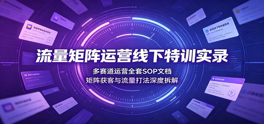 流量矩阵运营线下特训实录：多赛道运营全套SOP文档，矩阵获客与流量打法深度拆解-知享资源网