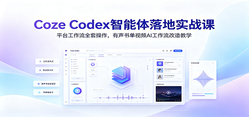 Coze Codex智能体落地实战课：平台工作流全套操作，有声书单视频AI工作流改造教学-知享资源网