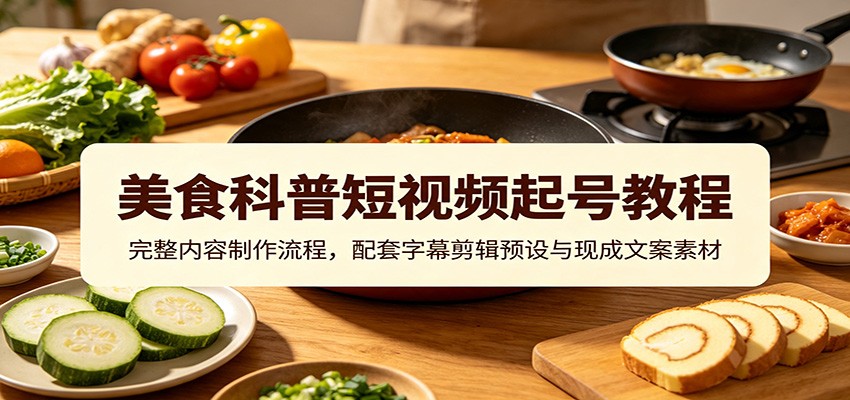 美食科普短视频起号教程：完整内容制作流程，配套字幕剪辑预设与现成文案素材-知享资源网