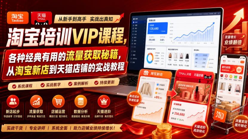 淘宝培训VIP课程，各种经典有用的流量获取秘籍，从淘宝新店到天猫店铺的实战教程（更新7月）-知享资源网