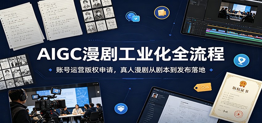 AIGC漫剧工业化全流程：账号运营版权申请，真人漫剧从剧本到发布落地-知享资源网