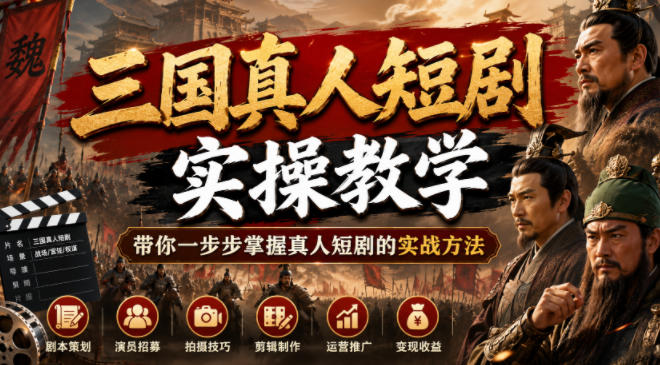 三国真人短剧实操教学，带你一步步掌握真人短剧的实战方法-知享资源网