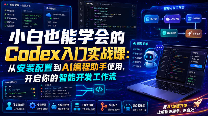 小白也能学会的Codex入门实战课：从安装配置到AI编程助手使用，开启你的智能开发工作流-知享资源网