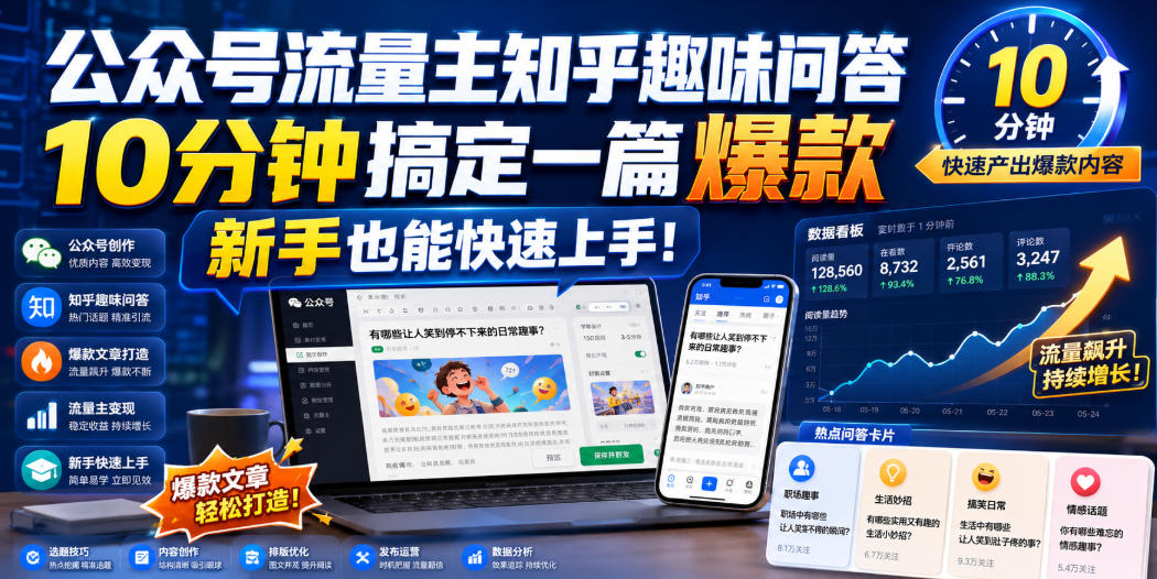 公众号流量主知乎趣味问答，10分钟搞定一篇爆款，新手也能快速上手！-知享资源网