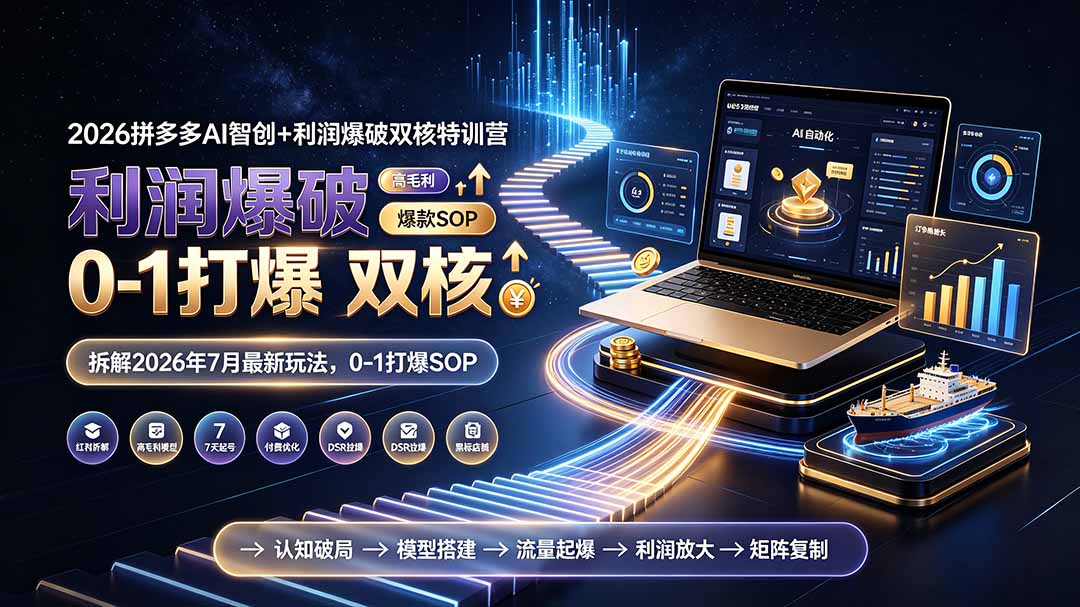 （19804期）2026拼多多AI智创+利润爆破双核特训营-更新：拆解2026年7月最新玩法，0-1打爆SOP-知享资源网