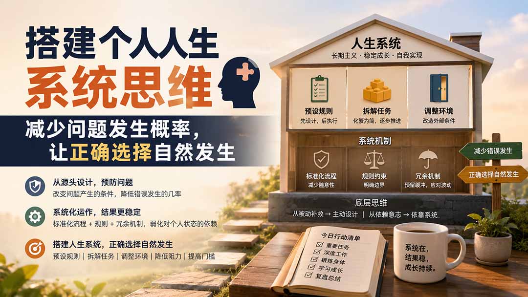 （19985期）付费文章：搭建个人人生系统思维：减少问题发生概率，让正确选择自然发生-知享资源网
