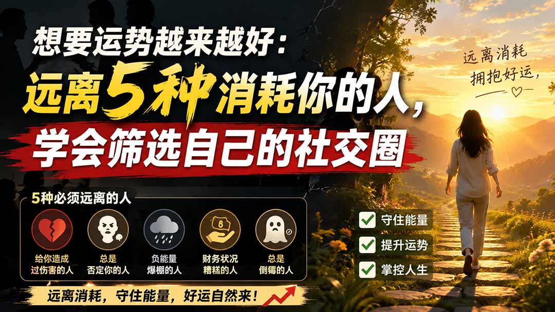 （19965期）付费文章：想要运势越来越好：远离5种消耗你的人，学会筛选自己的社交圈-知享资源网