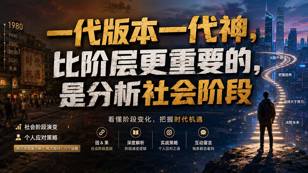 （19745期）付费文章：一代版本一代神，比阶层更重要的，是分析社会阶段-知享资源网