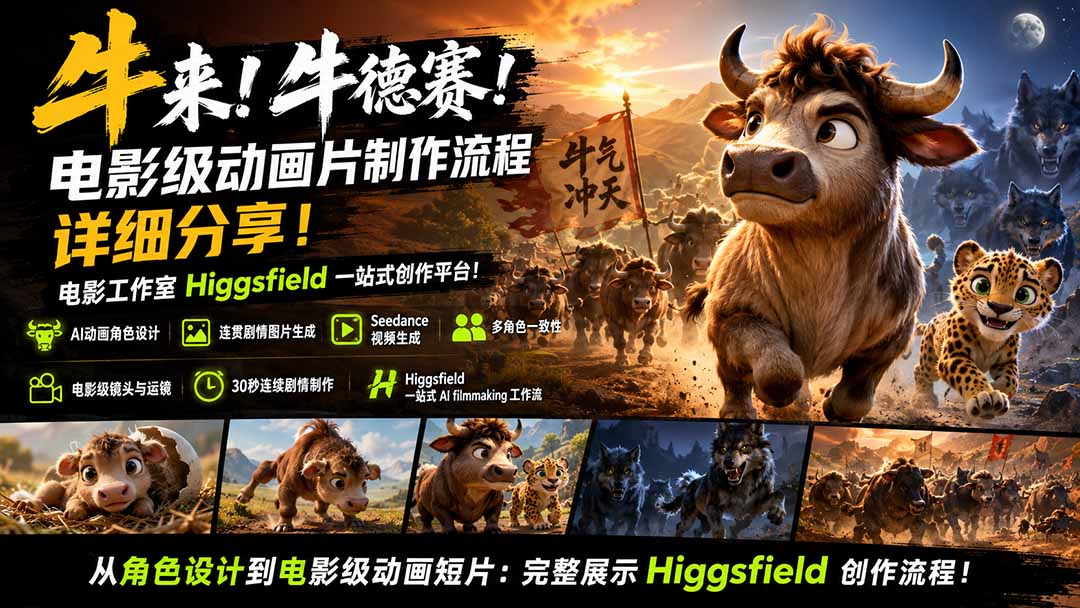 （19987期）牛来！牛德赛！电影级动画片制作流程详细分享！电影工作室Higgsfield一站式创作平台！-知享资源网