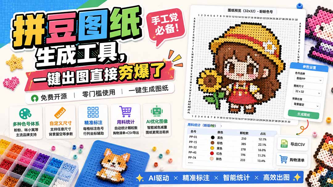 （20084期）拼豆图纸生成工具，手工党必备！一键出图直接夯爆了-知享资源网
